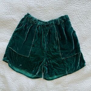 Jen’s Pirate Booty Free People Green Silk Velvet Shorts M